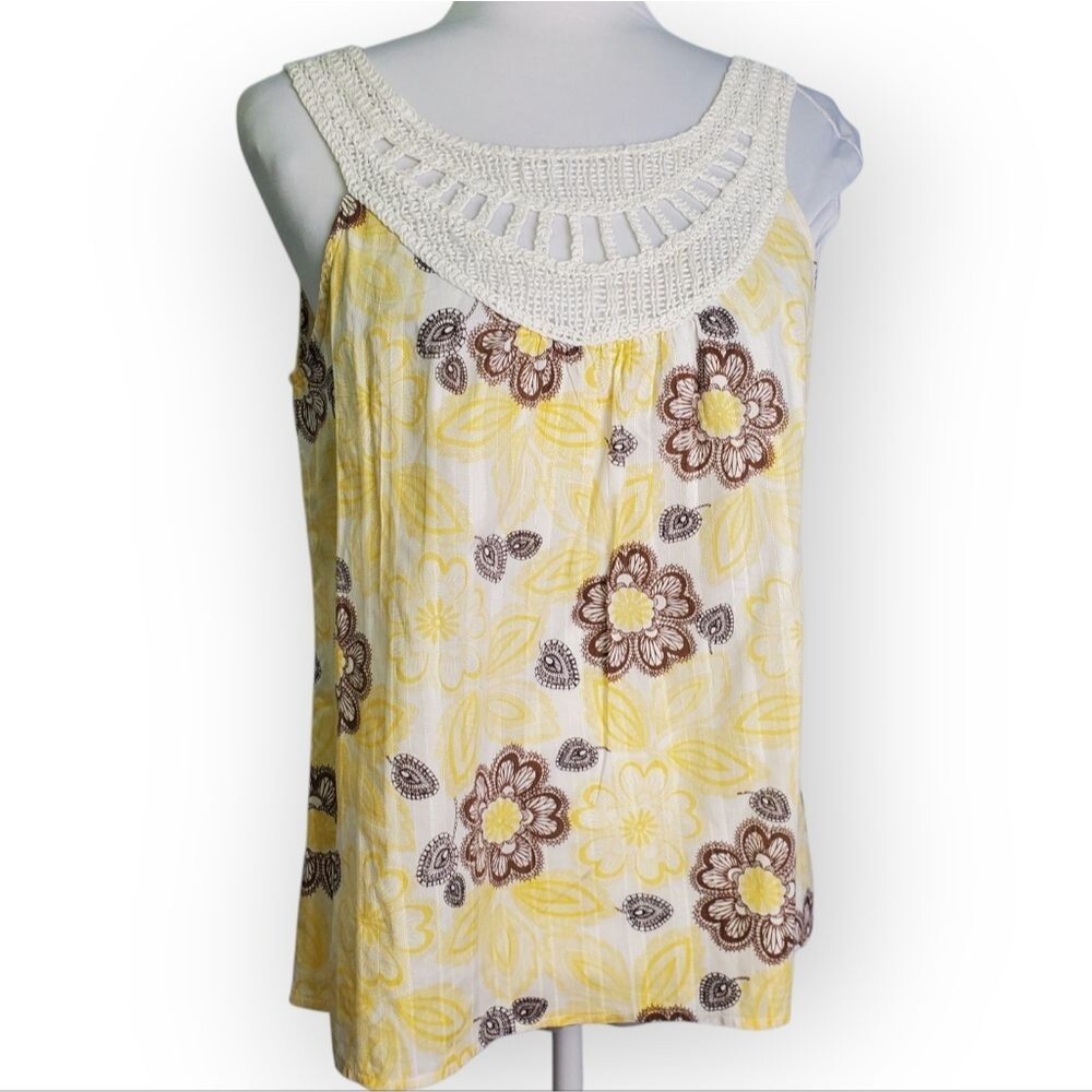 Vintage Loft Y2K Crochet Floral Tank Medium Petite